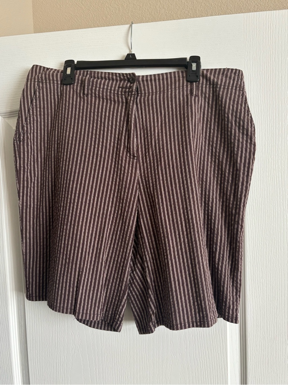 Striped Women's shorts in Brown and Cream